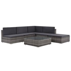 Grey and Dark Grey Rattan Sofa Set