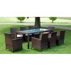 Brown Outdoor Furniture Set with Steel Frame, PE Rattan, and Glass Top – Large