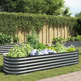 Garden Raised Bed – Galvanized Steel, Gray 94.5" x 31.5" x 17.3"