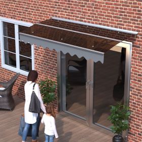 GarLUGH DA7934C Series Door Window Awning Canopy Made of 0.137 Inch Thick Crystal Solid Polycarbonate Sheet and Aluminum Alloy with Valance in size of