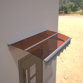 DA5934C Series Door Window Awning Made of 0.137 Inch Thick Crystal Solid Polycarbonate Sheet and Aluminum Alloy with Valance in size 59" Wide x 34" De