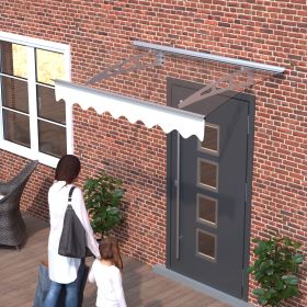 GarLUGH DA4734C Series Door Window Awning Made of 0.137 Inch Thick Crystal Solid Polycarbonate Sheet and Aluminum Alloy with Valance in size of 47" Wi