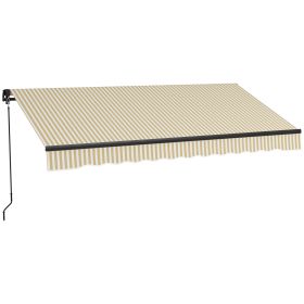 Outsunny 12' x 10' Retractable Awning, Patio Awning Sunshade Shelter with Manual Crank Handle, 280gsm UV Resistant Fabric and Aluminum Frame for Deck