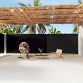 Retractable Side Awning Black 86.6"x472.4"