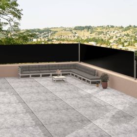 Retractable Side Awning Black 46.1"x472.4"