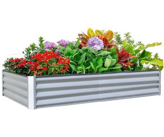 8x4x1 ft Galvanized Raised Garden Bed – Silver, Large Metal Planter Box