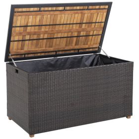 134‑Gallon Rattan Storage Box with Acacia Wood Top & Zippered Liner