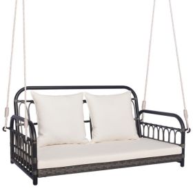 2-Person Outdoor Wicker Hanging Chair with Ropes