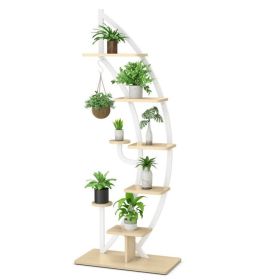 6-Tier 9 Potted Metal Plant Stand Holder Display Shelf with Hook
