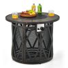 32" Propane Gas Fire Pit Table with Fire Glass and PVC Cover – 30,000 BTU
