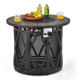 32" Propane Gas Fire Pit Table with Fire Glass and PVC Cover – 30,000 BTU