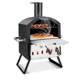 2‑Layer Outdoor Pizza Oven with Removable Rack & Folding Legs