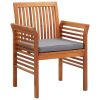 Outdoor Dining Chair with Brown Acacia Wood Frame and Dark Grey Cushion