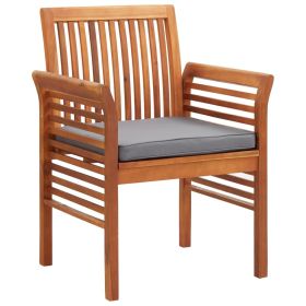 Outdoor Dining Chair with Brown Acacia Wood Frame and Dark Grey Cushion