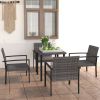 Grey Poly Rattan Dining Set – 5-Piece Lightweight Outdoor Set