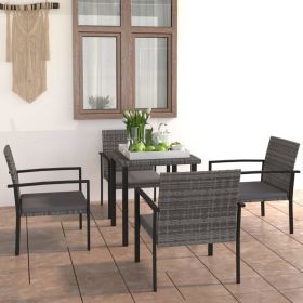 Grey Poly Rattan Dining Set – 5-Piece Lightweight Outdoor Set