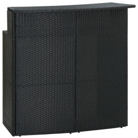 Black PE Rattan Bar Table with Steel Frame