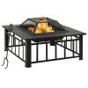 XXL Steel Garden Wood‑Burning Fire Pit with Poker 31.9" x 31.9" x 18.5"
