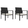 Set of 2 Black and Cream Outdoor Dining Chairs