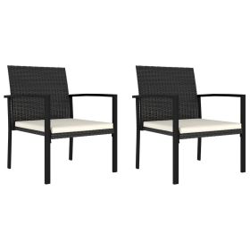 Set of 2 Black and Cream Outdoor Dining Chairs