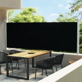 Patio Retractable Side Awning 236.2"x63" Black