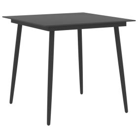 Square Black Garden Table with Glass Top – 31.5" x 31.5" x 29.1"