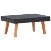 Black PE Rattan Coffee Table with Powder-Coated Steel and Eucalyptus Wood