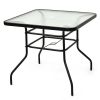32" Square Tempered Glass Patio Table with Steel Frame
