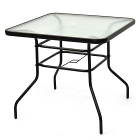 32" Square Tempered Glass Patio Table with Steel Frame