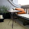 28.5" Square Outdoor Patio Glass Top Table with Rattan Edge