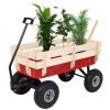 Four‑Wheel Garden Wagon – Iron & Wood Utility Cart, 38.2 x 16.9 x 30.7 inches