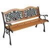 49" Garden Bench with Hardwood Slats and Cast Iron Frame