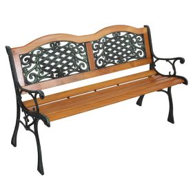 49" Garden Bench with Hardwood Slats and Cast Iron Frame