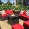 30" Square Propane Gas Fire Pit Table with Lava Rocks and Waterproof Cover (Steel)