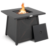 30" Square Propane Gas Fire Pit Table with Lava Rocks and Waterproof Cover (Steel)