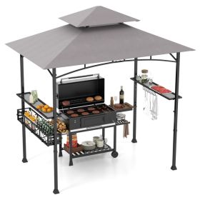 Outdoor Grill Gazebo with 2 Side Shelves & 20 Hooks – 8 x 5 Ft