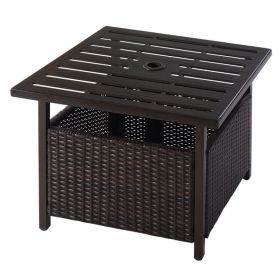Outdoor Rattan Wicker Steel Side Deck Table