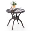 Round Cast Aluminum Patio Dining Table with Umbrella Hole - 31.5"