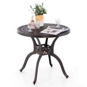 Round Cast Aluminum Patio Dining Table with Umbrella Hole - 31.5"