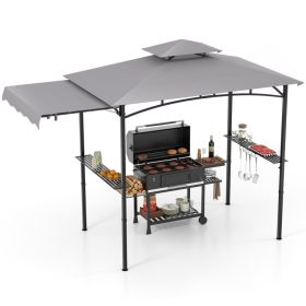 Grill Gazebo with Side Awning & Double-Tiered Roof – 10.5 x 5 Ft
