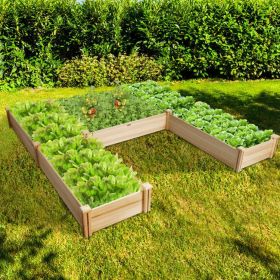 U‑Shaped Wooden Garden Raised Bed – Solid Fir Backyard Planter with 5 Boxes