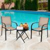 Patio Stackable Dining Chairs with Armrests – Set of 2