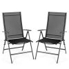 Set of 2 Adjustable Portable Patio Folding Dining Chair Recliners