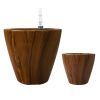 2‑Pack Dark Wood‑Look Self‑Watering Planter Pots – 10" Square Plastic