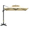 Offset Cantilever Patio Umbrella with 360° Rotation & Tilt – 10 ft Square, Beige