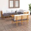 Dark Grey and White Garden Lounge Set with Solid Acacia Wood and Polyester