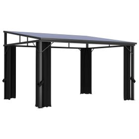 Gazebo with Curtains – Anthracite – 13.3 x 9.6 x 8 ft
