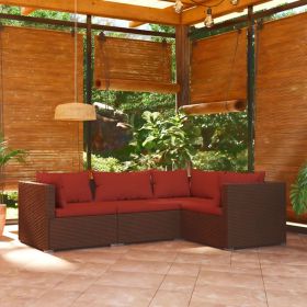 Brown Garden Lounge Set with Cinnamon Red Cushions