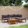 Dark Grey and Natural Wood Lounge Set