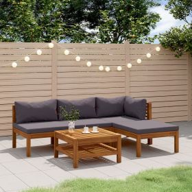 Dark Grey and Natural Wood Lounge Set